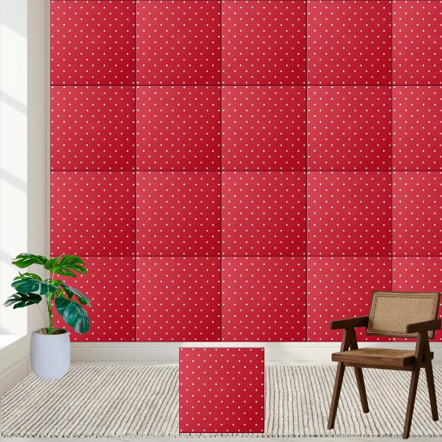 Classic Red and White Polka Dot Pattern  Tile (Classic Red and White Polka Dot Pattern Ceramic Tile)