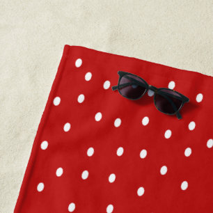 Classic Red and White Polka Dots Beach Towel