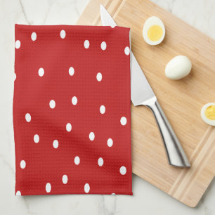 Classic Red and White Polka Dots  Tea Towel