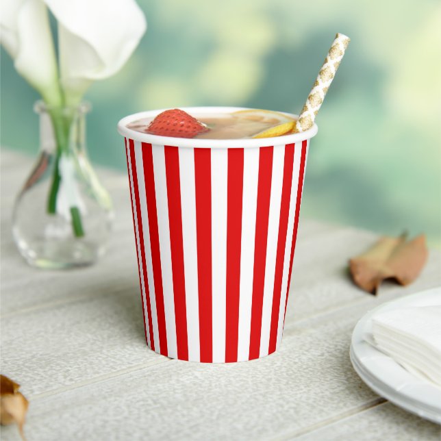 Classic Red And White Striped Paper Cups (Insitu)