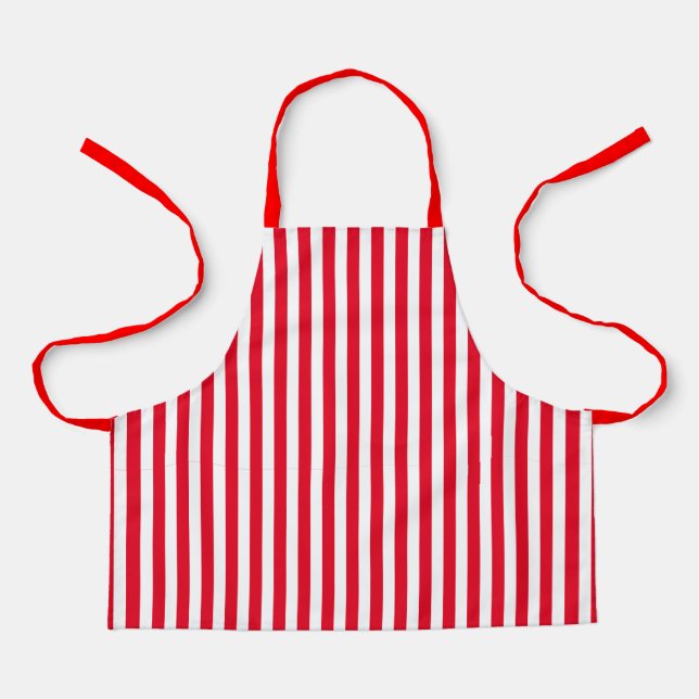 Classic Red and White Vertical Stripes Apron (Front)