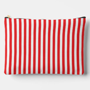 Classic Red and White Vertical Stripes Pattern Accessory Pouch