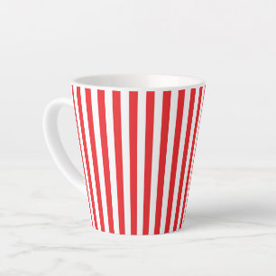 Classic Red and White Vertical Stripes Pattern Latte Mug