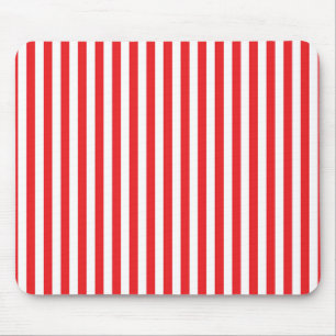 Classic Red and White Vertical Stripes Pattern Mouse Mat