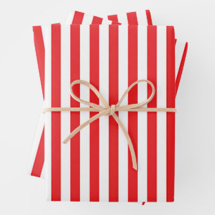 Classic Red and White Vertical Stripes Pattern Wrapping Paper Sheet