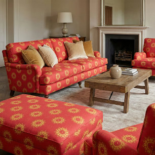 Classic Red and Yellow Decorative Pattern Fabric