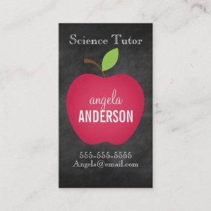 Classic Red Apple Chalkboard Teacher Business Card