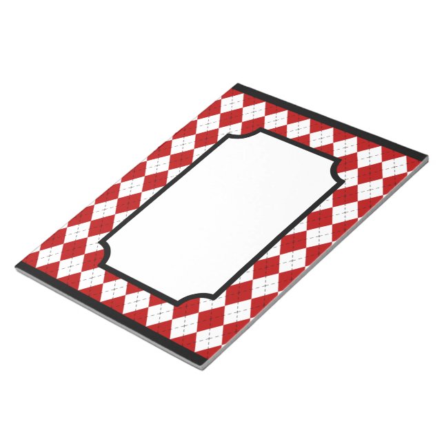 Classic Red Argyle Kitchen Notepad (Angled)