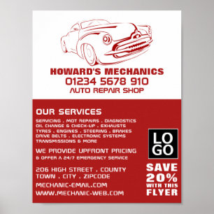 Classic Red, Auto Mechanic & Repairs Advertising Poster