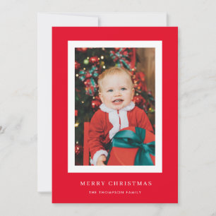 Classic Red Background Photo Christmas Card