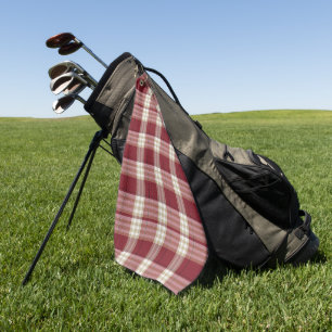Classic Red Beige Plaid Golf Towel