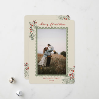 Classic Red Berry Christmas Holiday Card