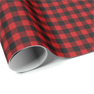 Classic Red & Black Buffalo Plaid Christmas Wrapping Paper