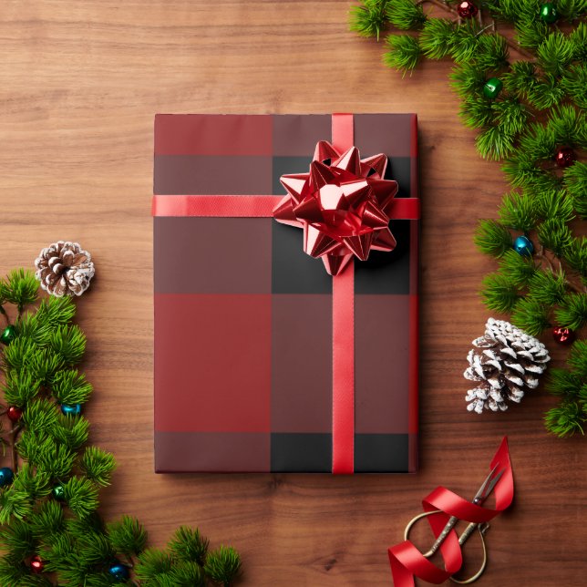 Classic Red & Black Buffalo Plaid Christmas  Wrapping Paper (Holiday Gift)