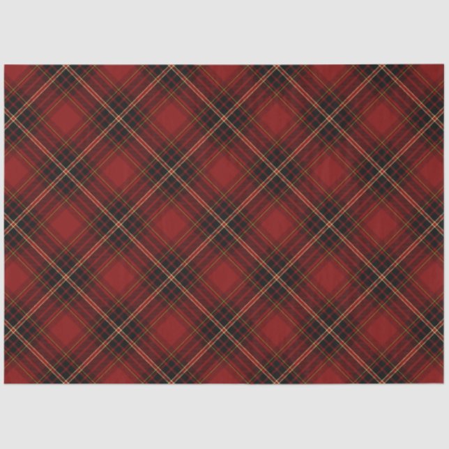 Classic Red, Black & Gold Christmas Tartan Tissue Paper (Front)