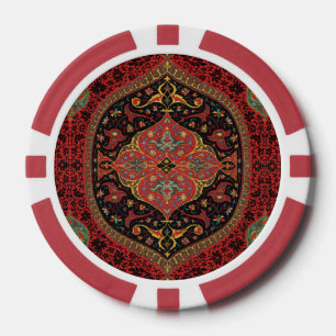 Classic Red Black & Green,Persian Rug Carpet Poker Chips