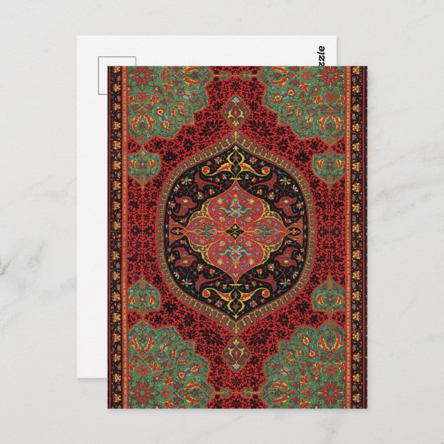 Classic Red Black & Green,Persian Rug Carpet Postcard (Front/Back)