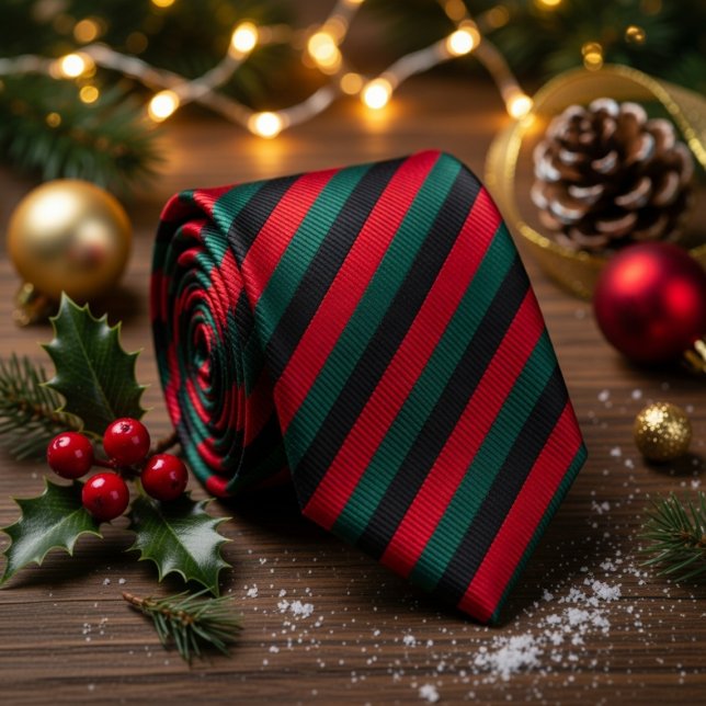 Classic Red Black Green Striped  Tie (Creator Uploaded)
