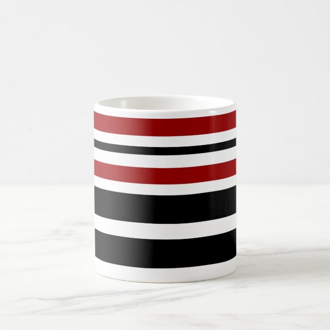 Classic Red Black Pattern Stripes  Mug (Center)