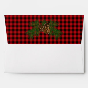 Classic red black plaid pattern pinecone envelope