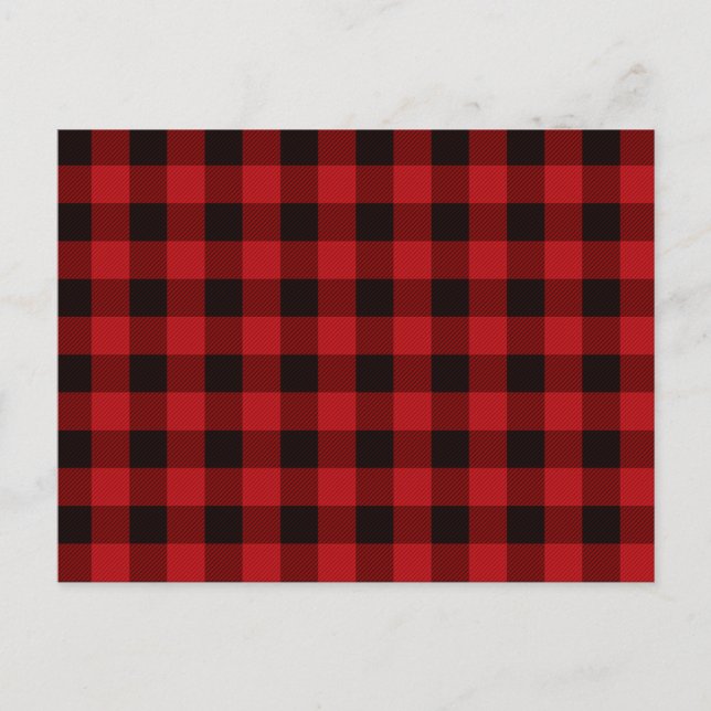 Classic red black plaid pattern  postcard (Front)