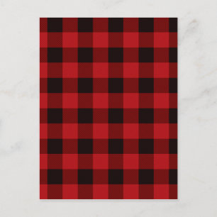 Classic red black plaid pattern  postcard