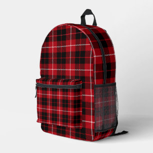 Classic Red Black Plaid Printed Backpack