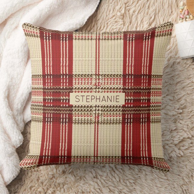 Classic Red & Black Tartan Plaid - Rustic Woven 2 Cushion (Blanket)