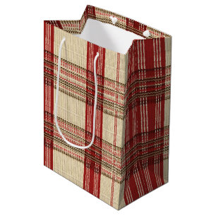 Classic Red & Black Tartan Plaid - Rustic Woven 2 Medium Gift Bag