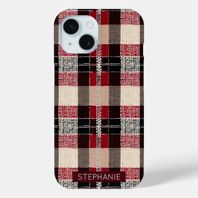 Classic Red & Black Tartan Plaid - Rustic Woven Case-Mate iPhone Case (Back)