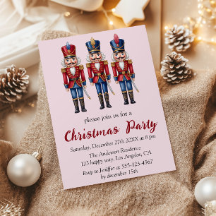 Classic Red & Blue Nutcracker Christmas Party Invitation