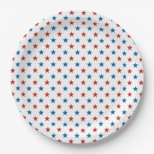 Classic Red Blue Stars 4th July Plate