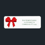 Classic Red Bow Christmas Return Address Labels<br><div class="desc">Complete your holiday mailing suite with these matching Classic Red Bow Christmas Return Address Labels. Featuring a festive,  bold red bow and elegant green text,  these labels perfectly coordinate with the Ornament Photo Holiday Card. A quick and easy way to add a sophisticated,  traditional finish to your Christmas envelopes.</div>