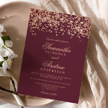 Classic red burgundy rose gold confetti wedding invitation<br><div class="desc">Perfect for fall and winter weddings,  this classic red burgundy rose gold confetti features an elegant calligraphy typography. The red background is full y editable and the elements can be moved around.</div>