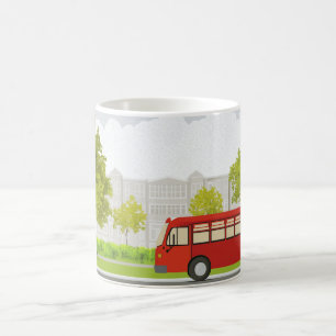 classic red bus, often used as a public transport  coffee mug