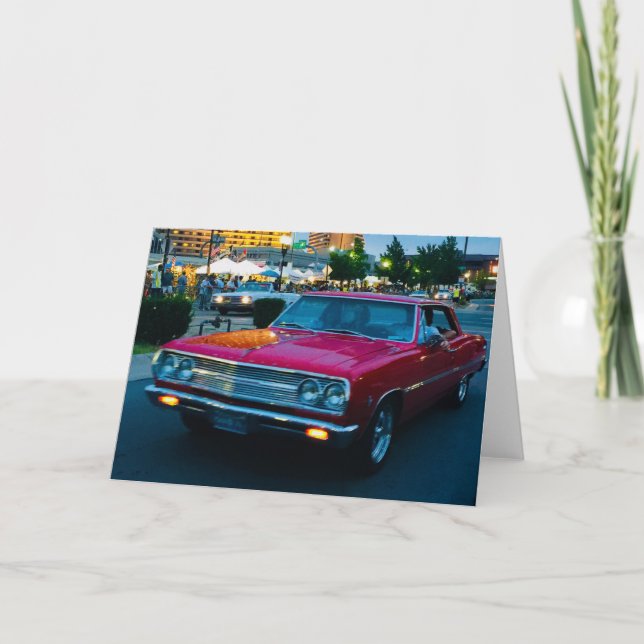 Classic Red Car blank greeting Card (Front)