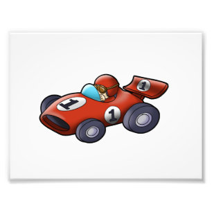 Classic red car cartoon for kids photo print