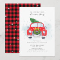 Classic Red Car Family Christmas Party
