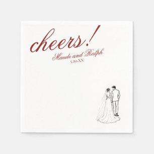 Classic Red Cheers Elegant Personalised Wedding Napkin