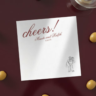 Classic Red Cheers Elegant Personalized Wedding Napkin