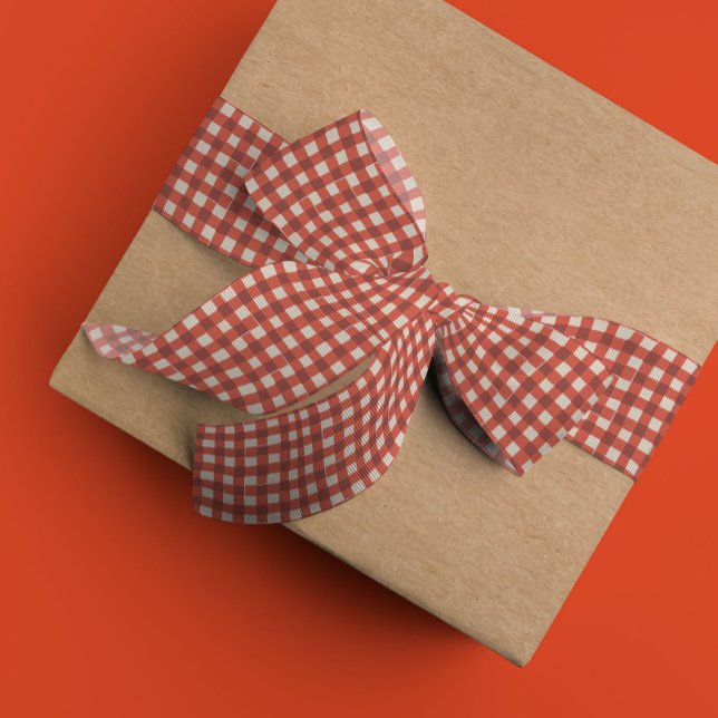 Classic Red Chequered Grosgrain Ribbon (Red and cream checkered ribbon.)