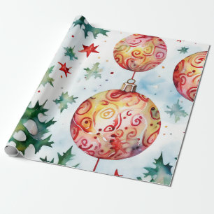 Classic Red Christmas Ball Design Wrapping Paper