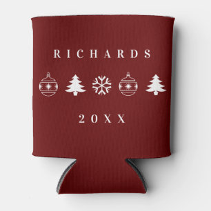 Classic Red Christmas Holiday Personalised Name Can Cooler