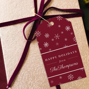 Classic Red Christmas Snowflakes Happy Holidays Gift Tags