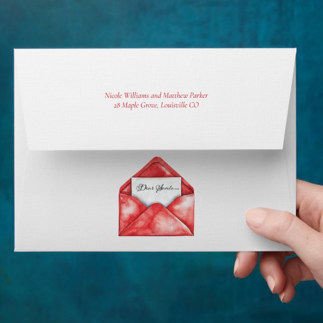 Classic Red Christmas Wedding Envelope (Hand)