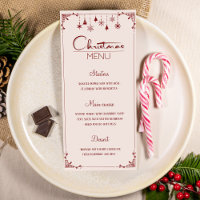 Classic red creme christmas diner menu card 