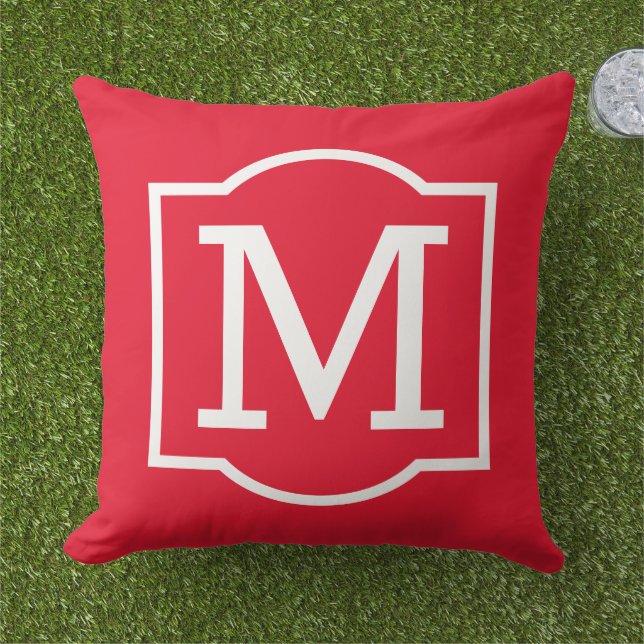 Classic Red Custom Monogram Letter Cushion (Grass)