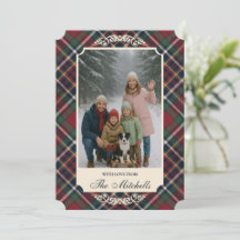 Classic Red Dark Blue Green Plaid Pattern