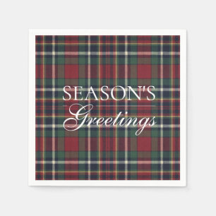 Classic Red Dark Blue Green Plaid Pattern Napkin