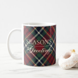 Classic Red Dark Blue Green Plaid Pattern Two-Tone Coffee Mug